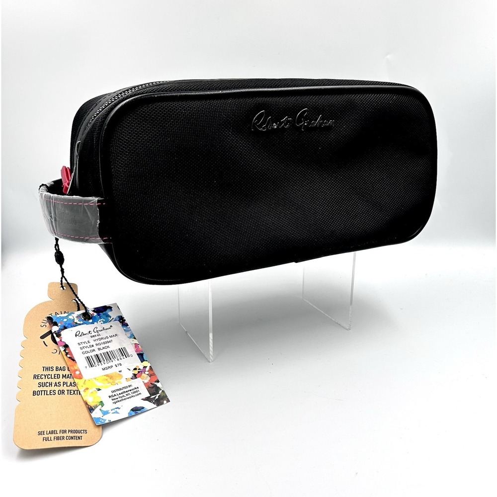 Robert Graham Hydrus Max Black Designer Travel Dopp Toiletry Bag Paisley Lining